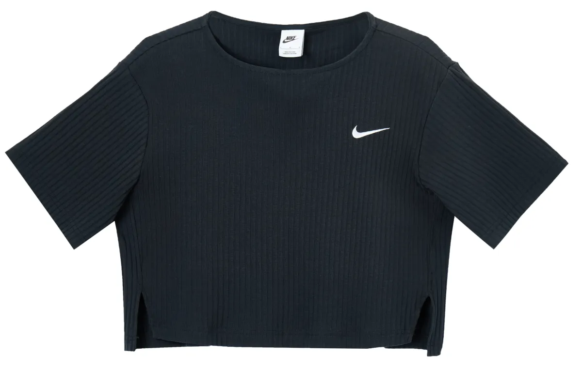 Nike Crop Tops Women's Black Crew Neck Moderate