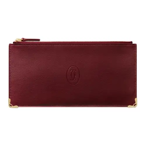CARTIER Calfskin Clutch Small Men's Burgundy