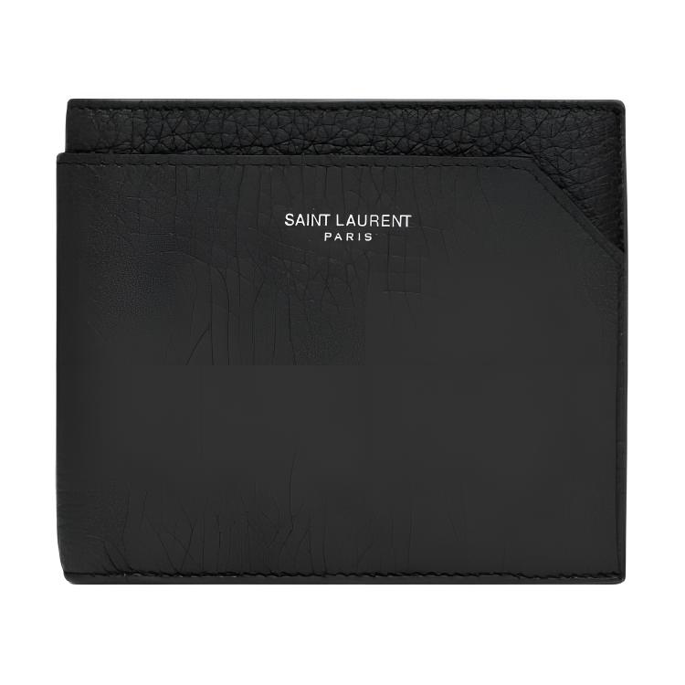 SAINT LAURENT PARISEast/West Deerskin Coin Purse Wallet Unisex Black