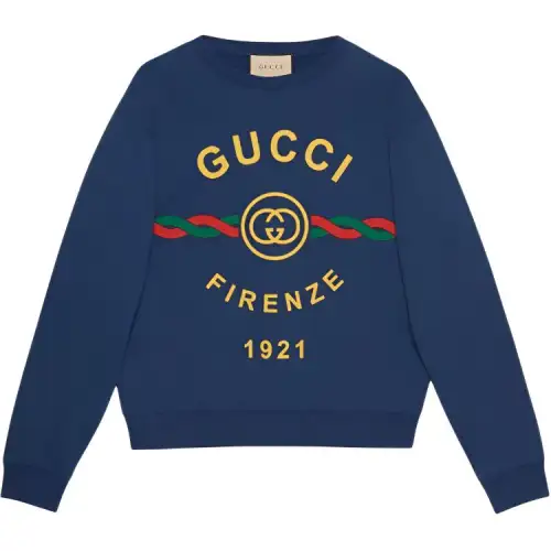 GUCCI Sweatshirts Men's Blue Crew Neck Moderate