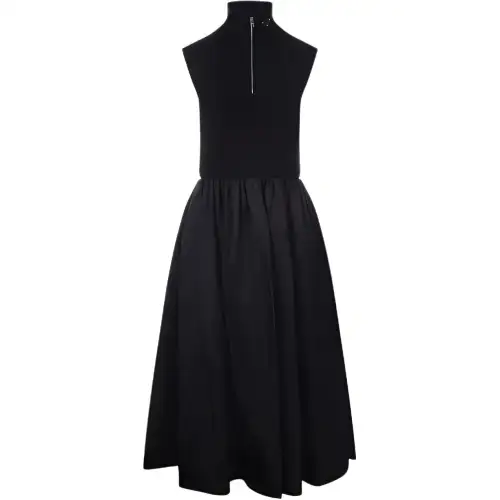PRADA Sleeveless Dresses Women's Black Turtleneck Moderate Mid Length