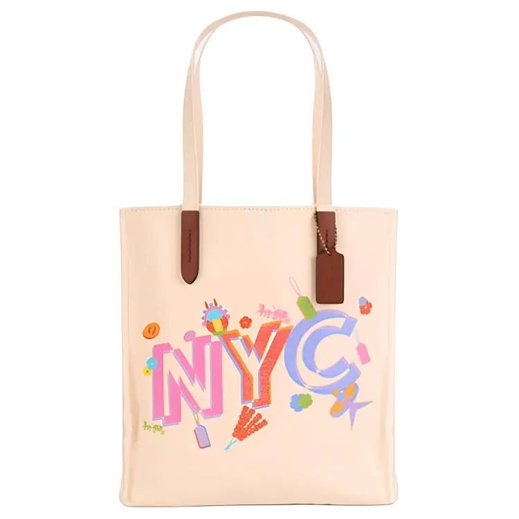 COACH BEIJING N/S Collaboration Fabric Tote Bag, Shopping Bag, Shoulder Bag Large Women's Beige