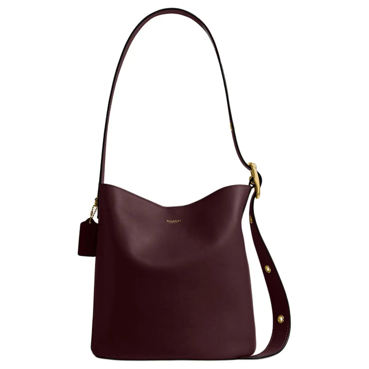 COACH Bleecker Blended Material Bucket Bags Crossbody Bag, Shoulder Bag Large Women's Burgundy