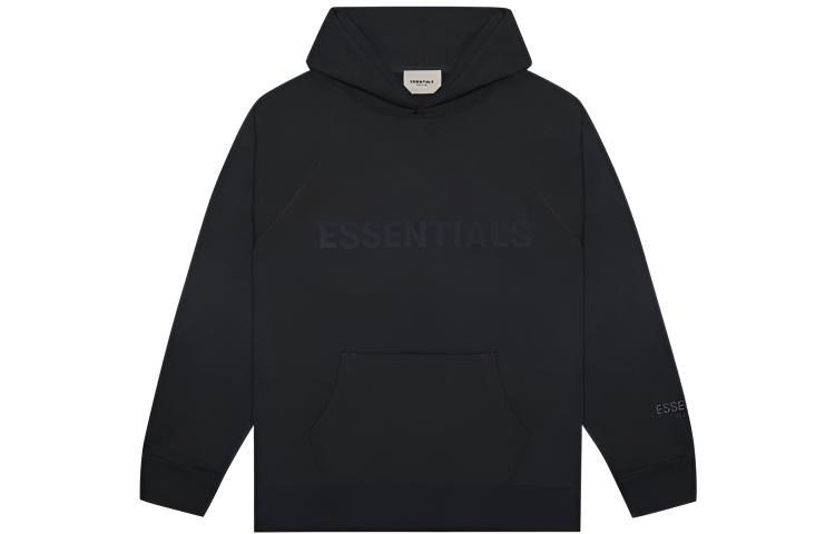 Fear of God Essentials FW20 3D Silicon Applique Pullover Hoodie Black Chest letter printed hooded plus velvet American heavyweight sweatshirt, same style for men and women, black