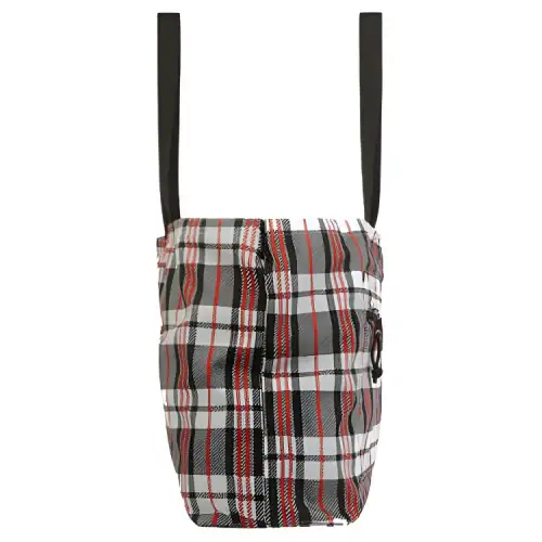 Balenciaga Recycled Nylon Shoulder Bag Unisex Black & Red & White Plaid
