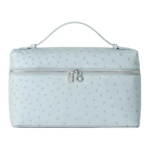 Loro Piana ExtraPocket Ostrich Leather With Sheepskin Handbag Women's Teal Blue
