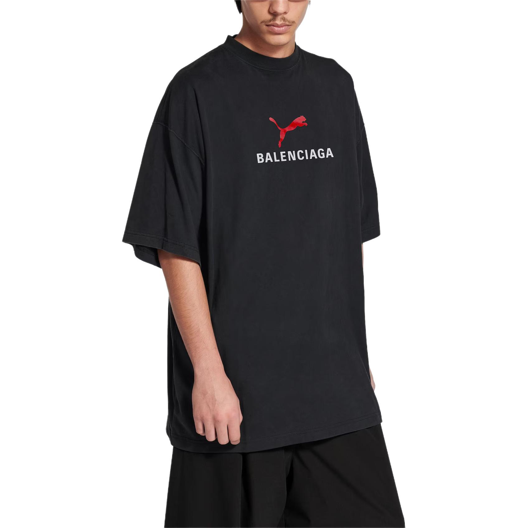 Мужская футболка Balenciaga x PUMA/ FW25 T (черная) — фото 3