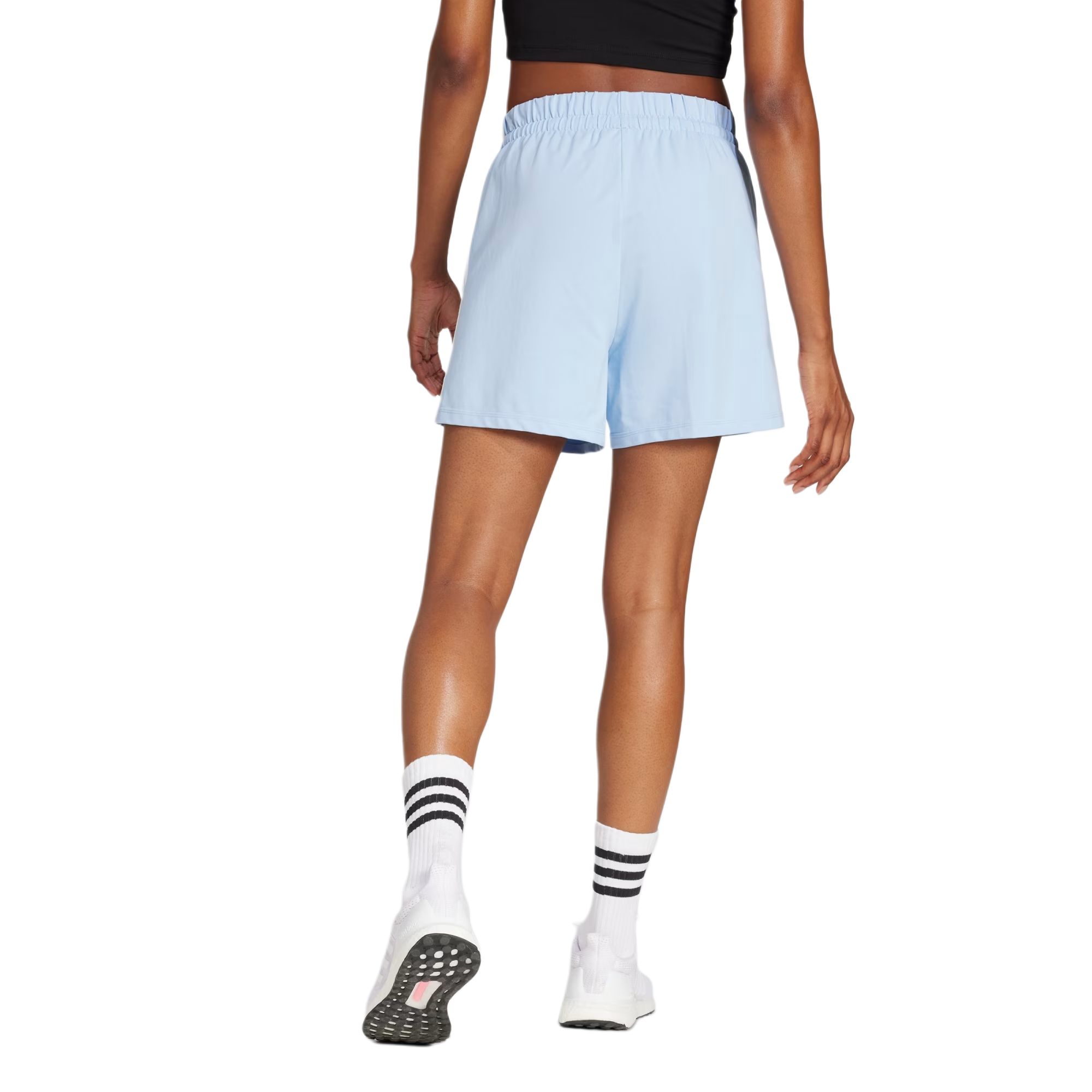 Adidas Women’s Essentials 3 Stripes Cotton Shorts Glow Blue/White