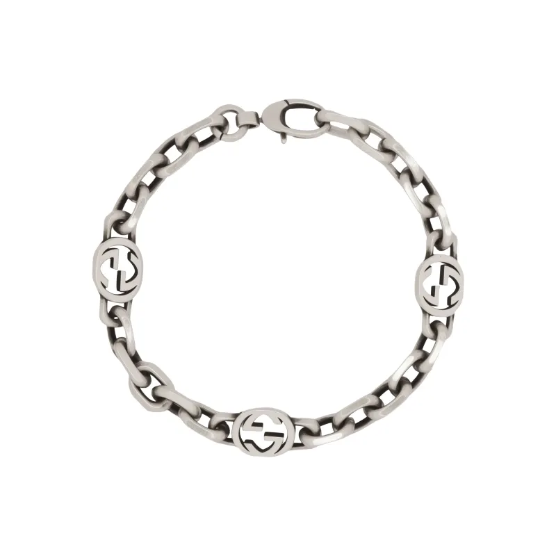 GUCCI Interlocking G Chain Bracelet In 925 Sterling Silver