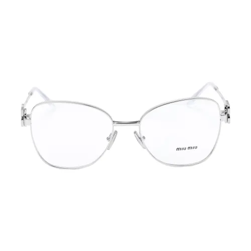 MIU MIU Irregular Shape Eyeglass Frames Women's Silver