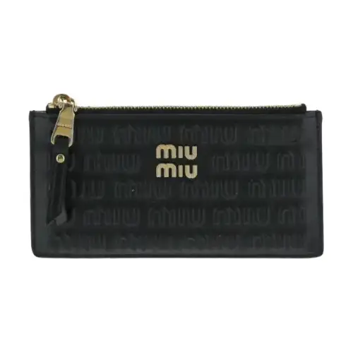 MIU MIU Leather Card Holder, Wallet Women's Black