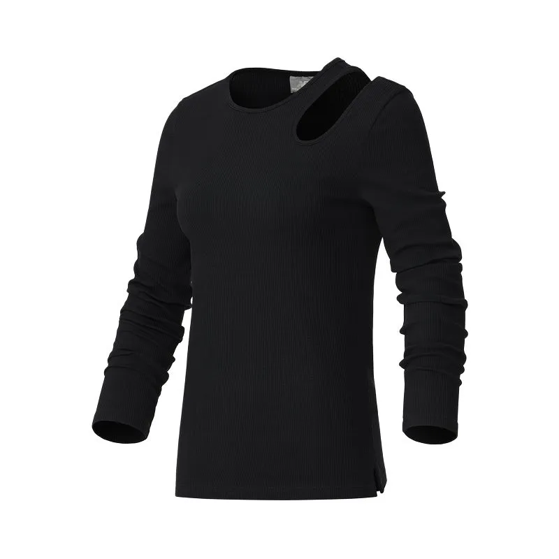 New Balance T-Shirts Women's Black Crew Neck Moderate Nipped-in Waist