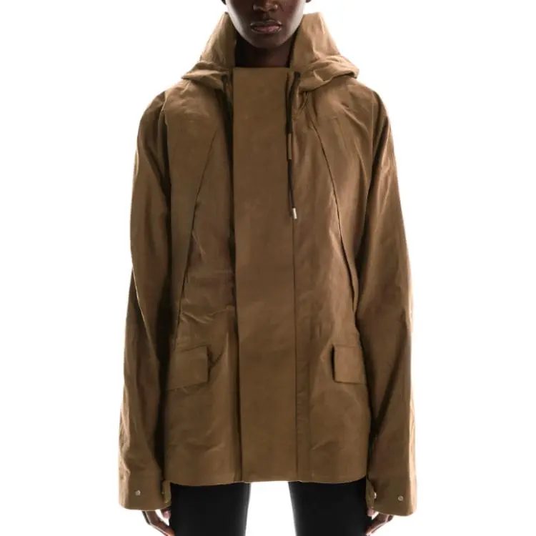On X LOEWE Parka Coats Unisex Toffee Brown Hooded Moderate