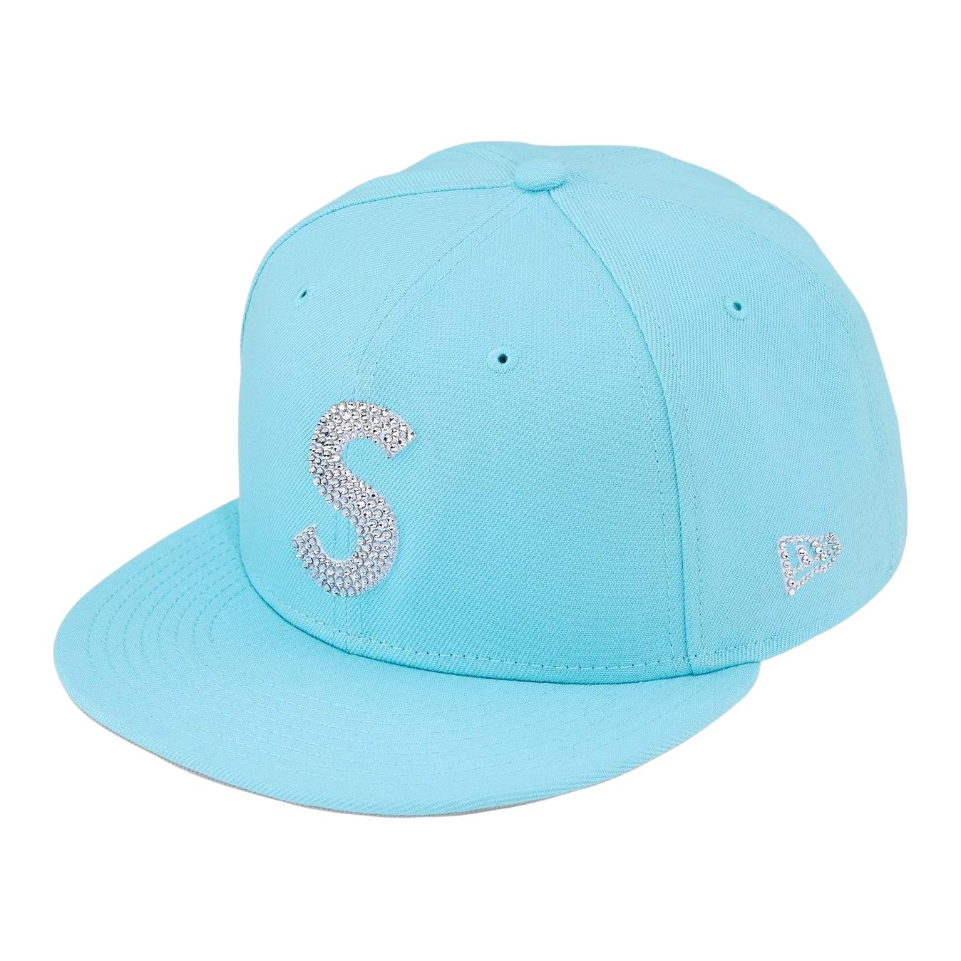 Кепка Supreme x Swarovski New Era (голубая)