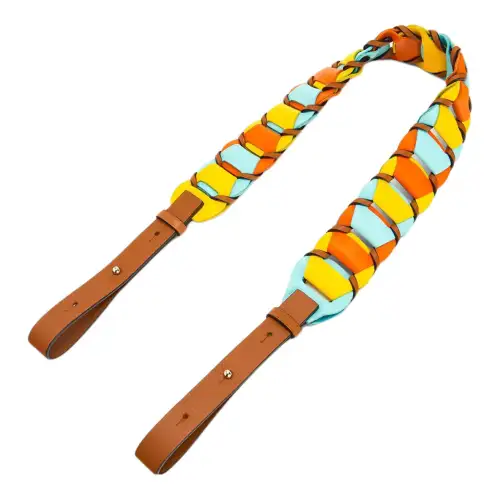 LOEWE Cow Leather Loop Buckle Strap Women's Orange/Aqua Blue