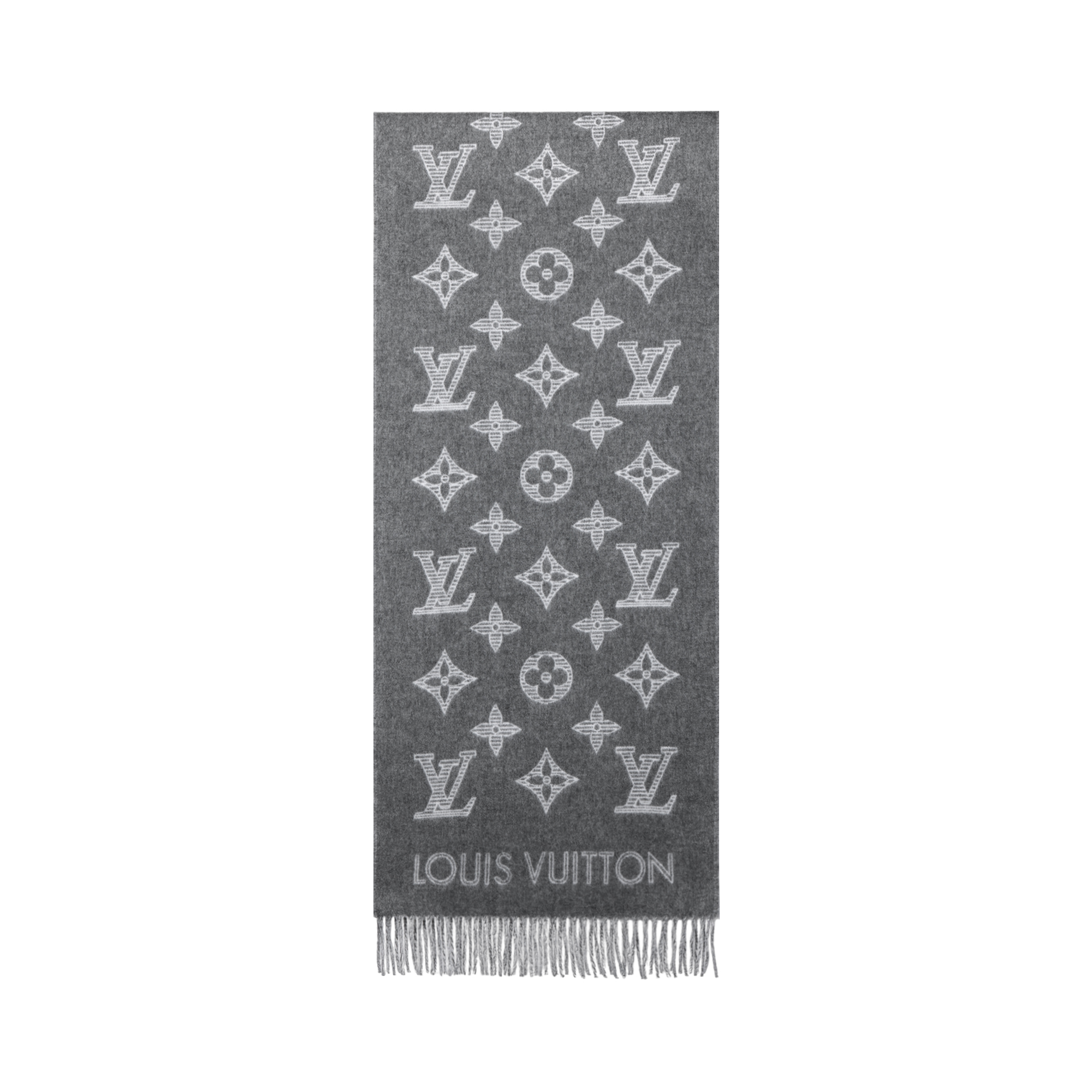 Мужской шарф Louis Vuitton Monogram SHADOW (черно-серый)