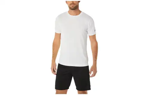 ASICS T Shirts Men's White Crew Neck Moderate Straight Fit