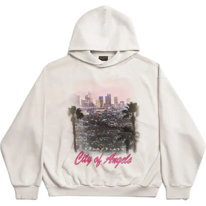 Balenciaga City Of Angels Motif Printed Hoodie