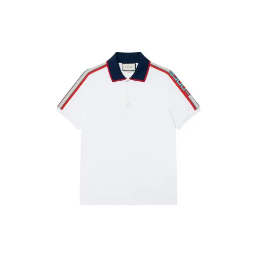 【Previous Season】Cotton polo with Gucci stripe