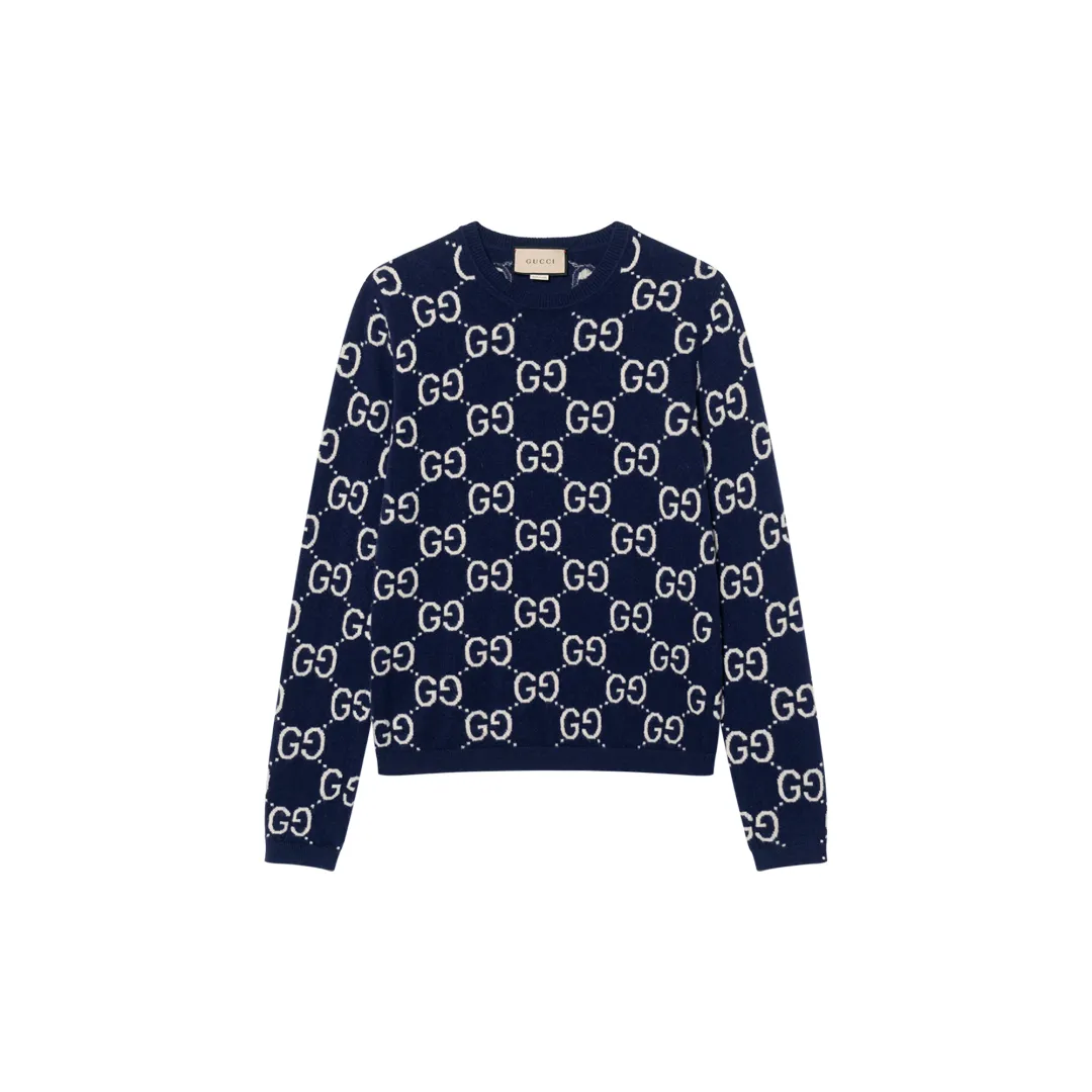 GUCCI GG All Over Crewneck Sweater Navy