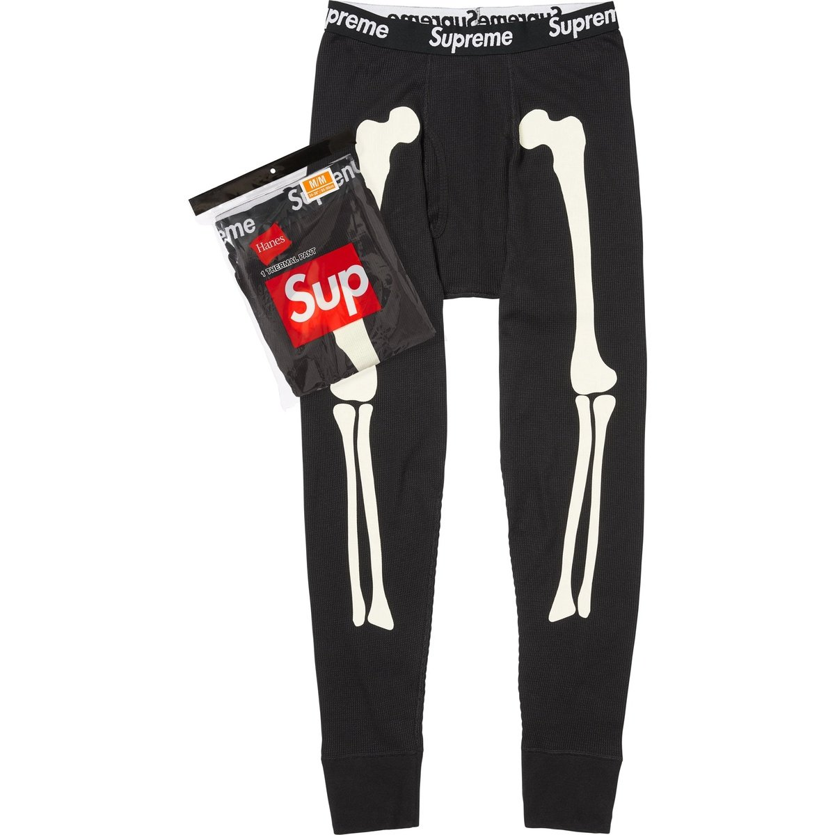 Штаны Supreme Supreme × HANES FW25 WEEK9 Bones Thermal Pant (черные)