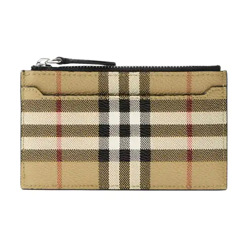 Burberry PU Polyurethane Card Holder Men's Archive Beige