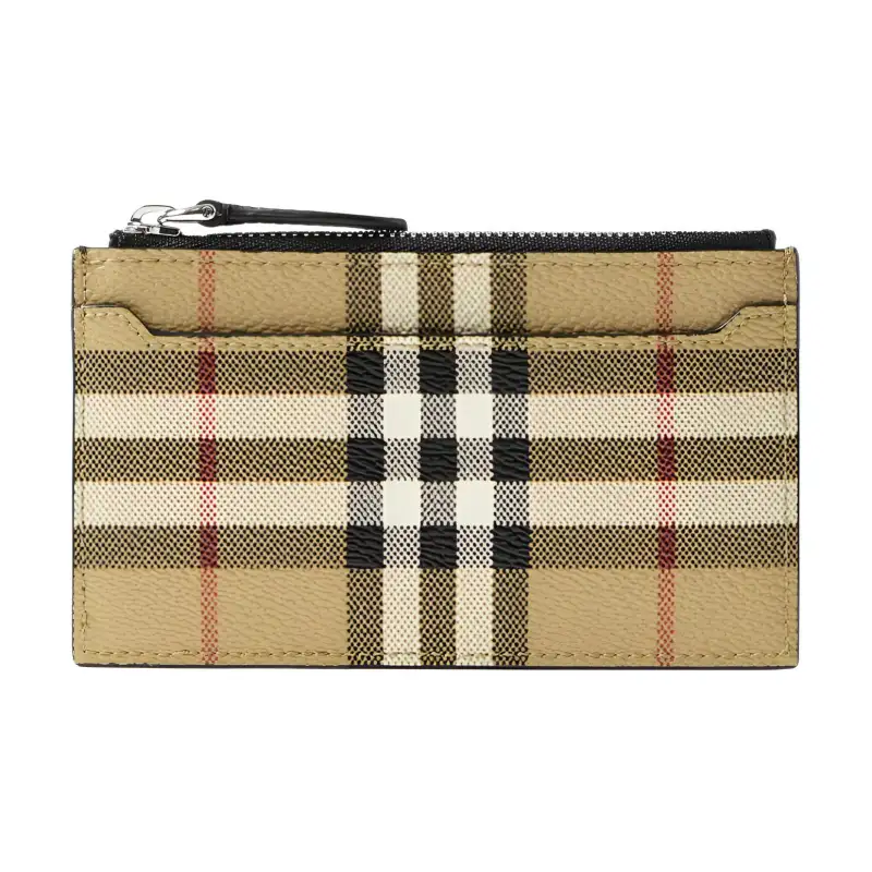 Burberry PU Polyurethane Card Holder Men's Archive Beige