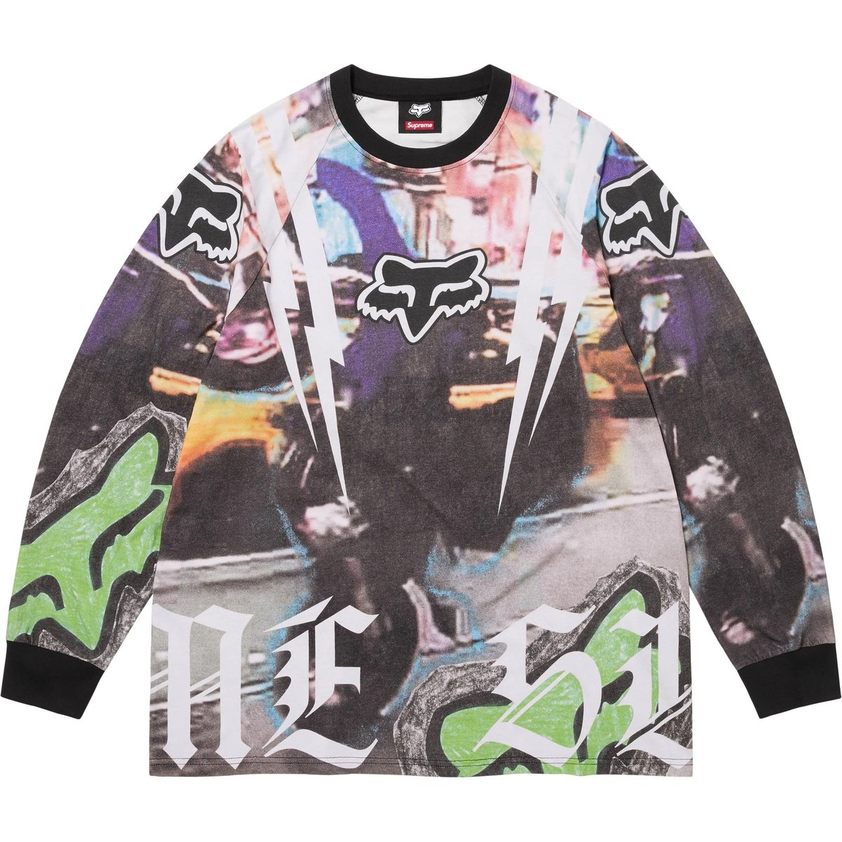 Футболка Supreme x Fox Racing (черно-белая)