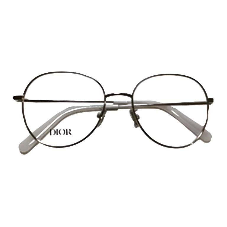 DIOR Alloy Irregular Shape Eyeglass Frames Unisex Silver