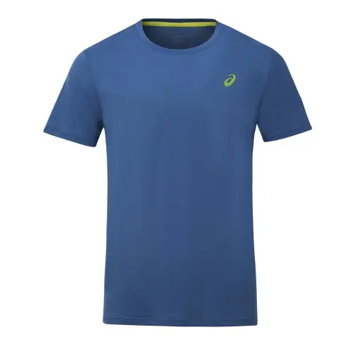 ASICS T Shirts Men's Blue Crew Neck Moderate
