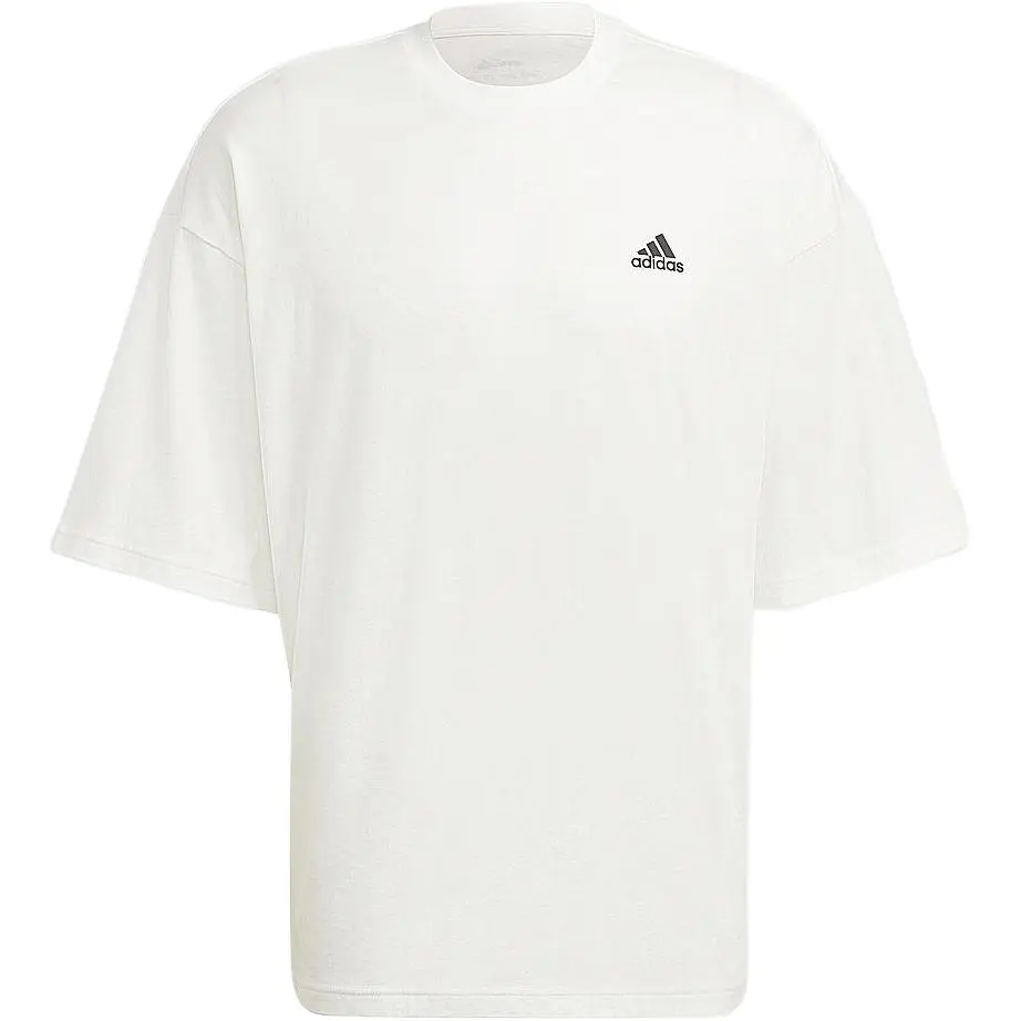 Adidas T-Shirts Men's White Crew Neck Moderate Straight Fit