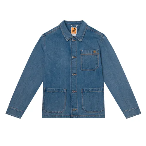 Timberland Jackets Men's Denim Blue Lapel Moderate Workwear