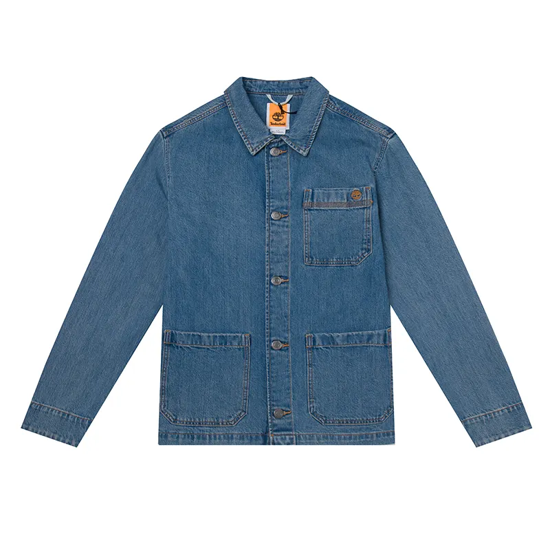 Timberland Jackets Men's Denim Blue Lapel Moderate Workwear