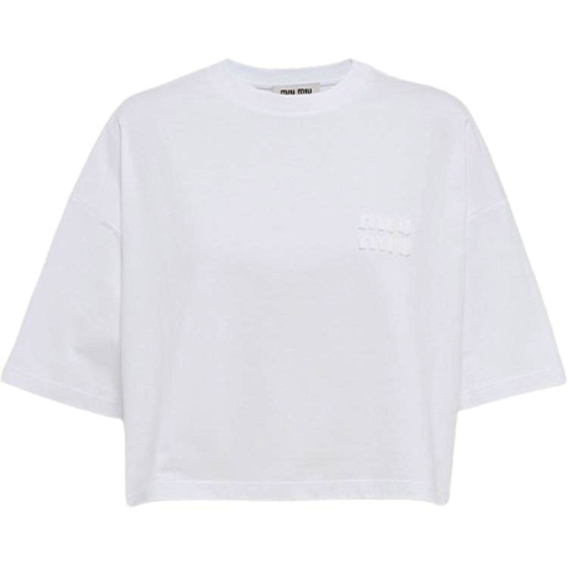 MIU MIU Embroidered logo Cotton T shirt
