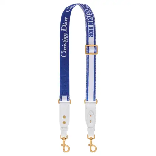 DIOR Embroidery With Cow Leather Shoulder Strap Bag Strap Women's Blue