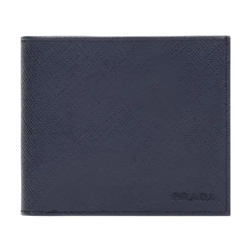 PRADA Saffiano Fashion Cow Leather Wallet Men's Blue