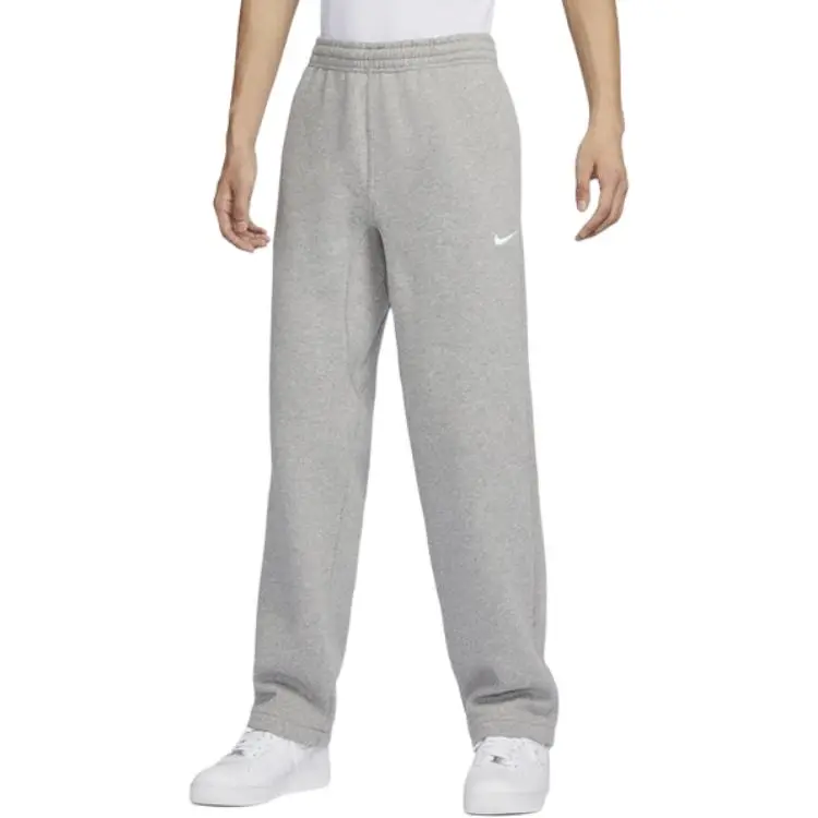 Nike Club Solid Color Logo Print Fleece Lined Straight Fit Knitted Sweatpants Men's Gray