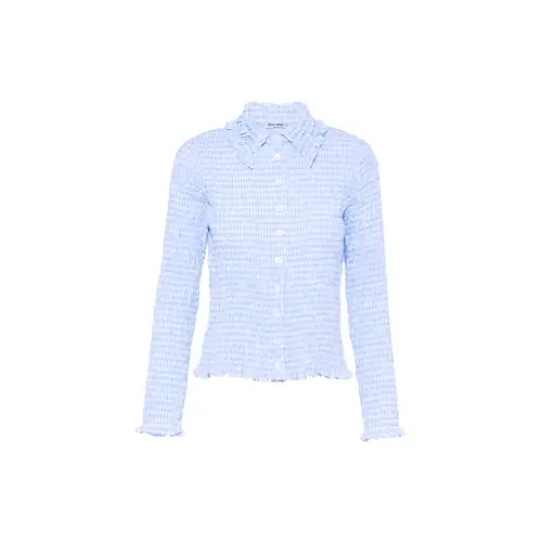 MIU MIU Shirts Women's Blue Lapel Moderate Shirt