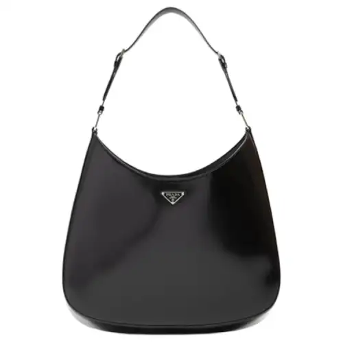 PRADA Brushed Leather Shoulder Bag Women's Black