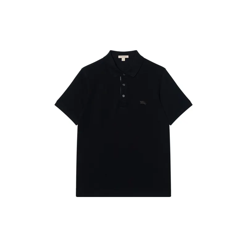 Burberry Buttoned Short Sleeve Polo Shirt Men Black