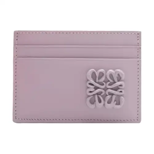 LOEWE Anagram Satin Cow Leather Card Holder Card Holder Women's Light Eggplant Purple Glaze