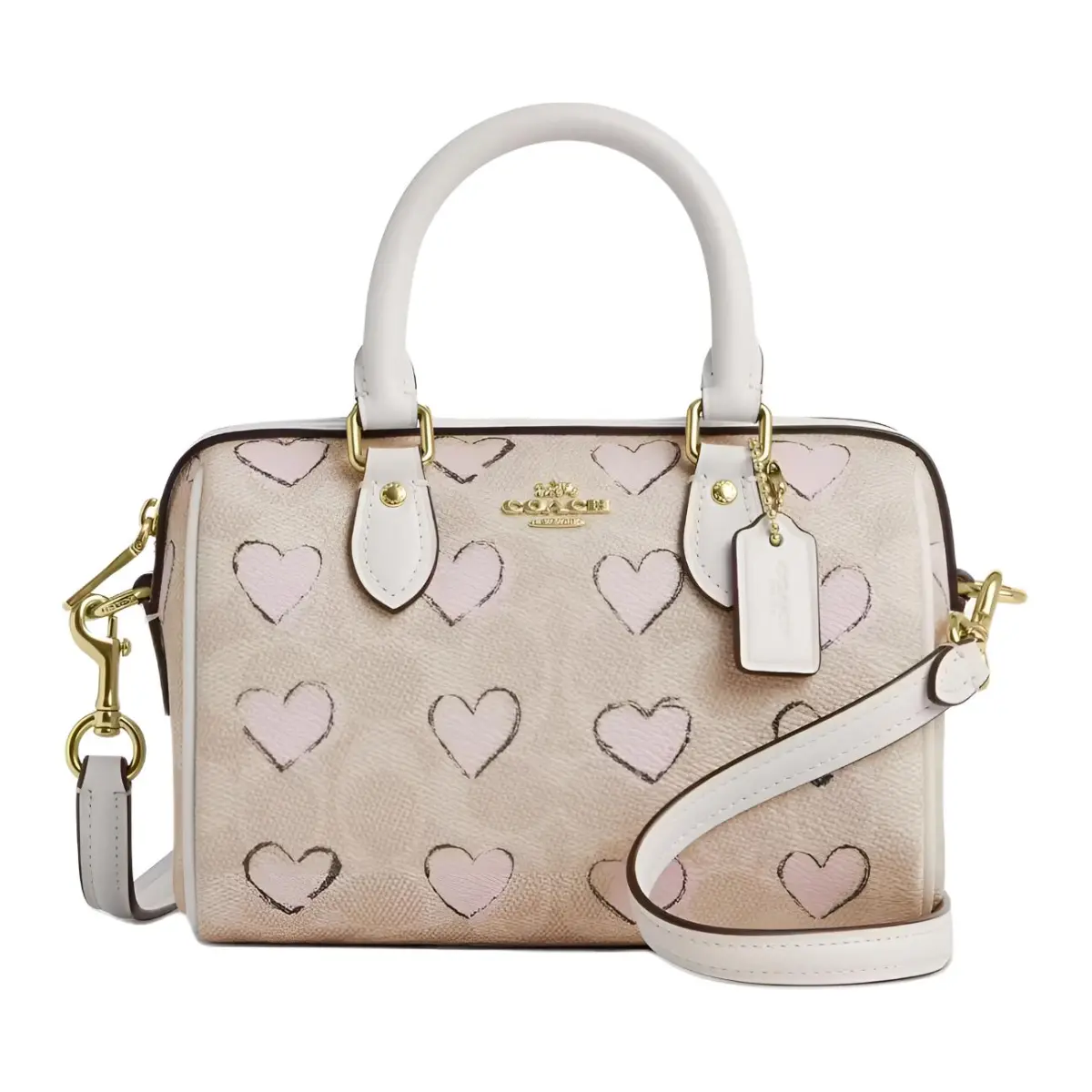 COACH Rowan PVC One Shoulder Handbag Small Women's Ecru