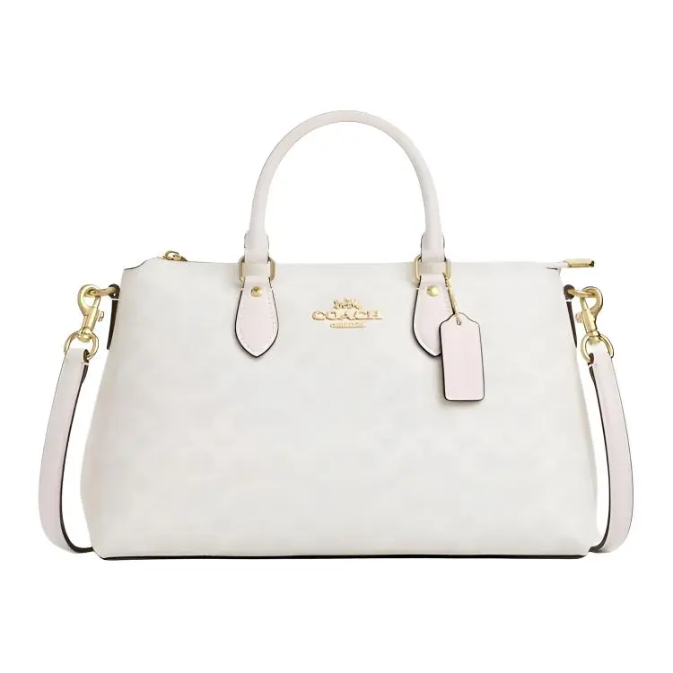 COACH Georgia Coated Canvas One Shoulder Handbag Large Women's Chalk White