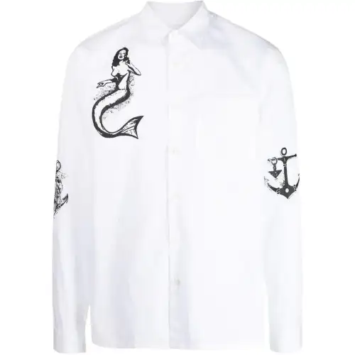 PRADA Shirts Men's White Pointed Collar Moderate Other