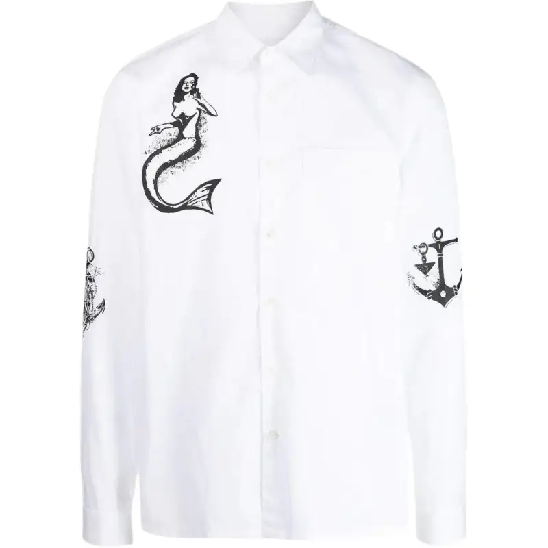 PRADA Shirts Men's White Pointed Collar Moderate Other