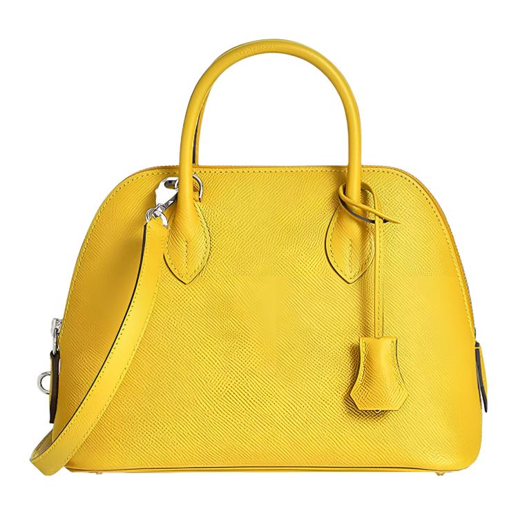 HERMES Bolide Silver Tone Buckle Epsom Leather Handbag Regular Women's 9O Jaune De Naples Yellow