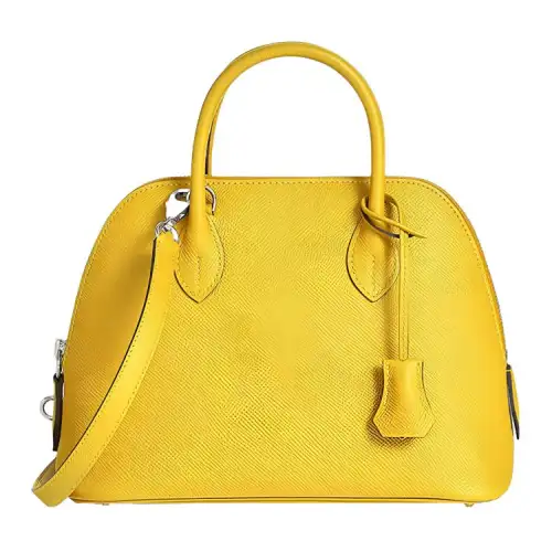 HERMES Bolide Silver Tone Buckle Epsom Leather Handbag Regular Women's 9O Jaune De Naples Yellow