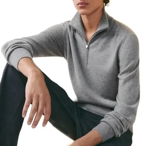 HERMES Sweaters Men's Gray Lapel Moderate Other