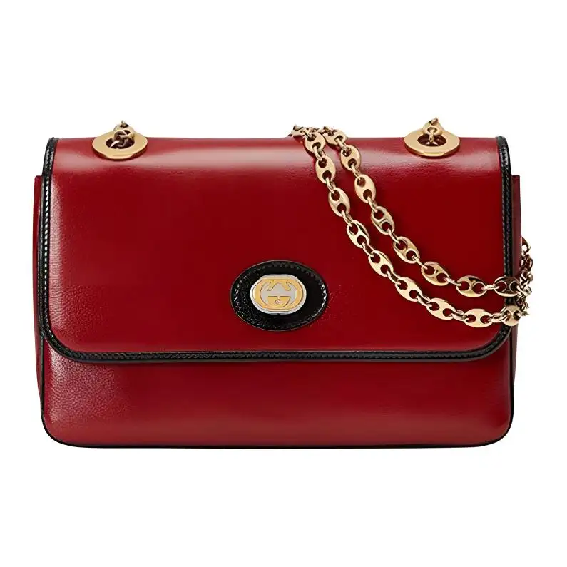GUCCI Marina Leather Shoulder Bag Regular Women's Red
