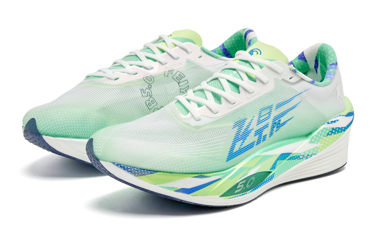 QIAODAN Flying Shadow PB5.0 Cushioning Slip Resistant Low top Carbon Plate Marathon Running Shoes Men’s White Green